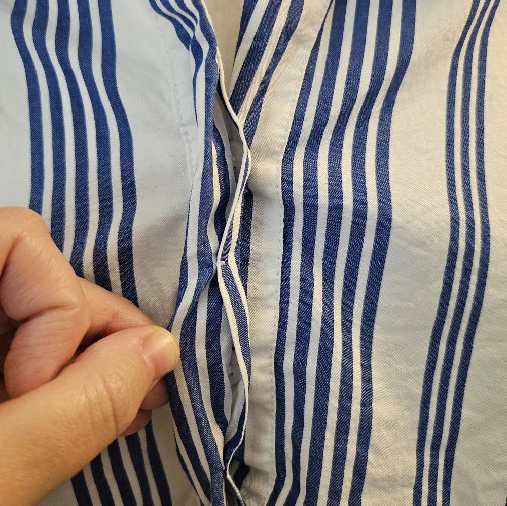 Old Navy Women's Size XL Blue and White Striped Shirt Dress with Pockets - Picture 3 of 15